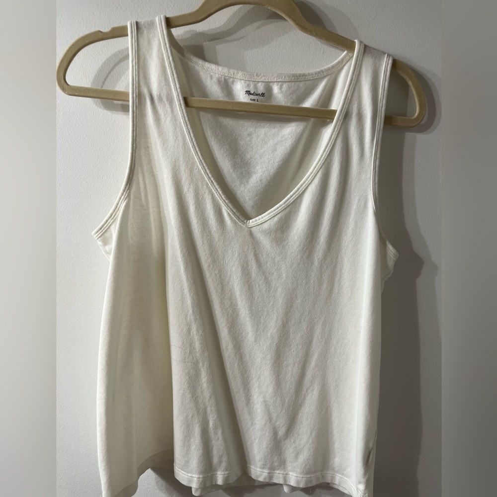 Madewell White Sleeveless V-Neck Tank Top. Never worn.